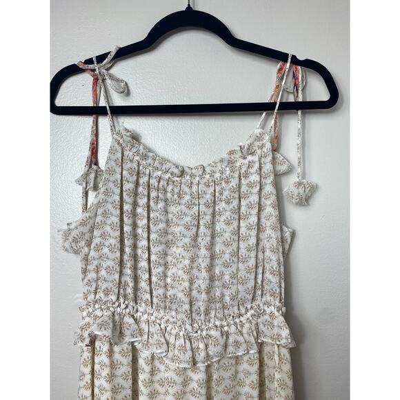 NWT MISA DRESS MIDI FLORAL TIERED RUFFLE COTTAGECORE BOHO CHIC CORAL PEACH BEIGE - Picture 5 of 15